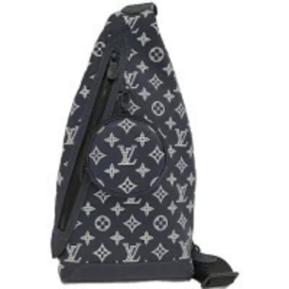 LOUIS VUITTON Duo Sling Bag Body Monogram Shadow Black Navy Blue